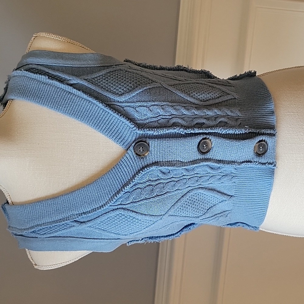Free People Denson Cable Knit Vest Winding River Blue Size M - Picture 3 of 11